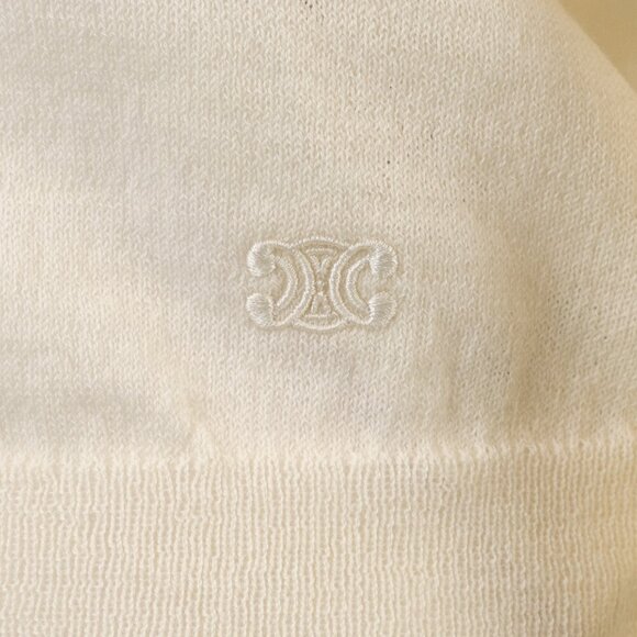 Celine Triomphe-Embroidered Wool Turtleneck Sweater, Off White, Size Small (S) - Picture 7 of 9